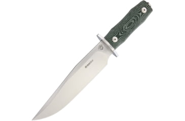 Image of Maserin Bowie Green Micarta Handle Fixed Blade Knife, 13.5in Overall, 8.5in Satin 440C SS Clip Point Blade, Green Micarta Handle, SS Guard And Pommel, Glass Breaker, Black Leather, Green, 977/MCV