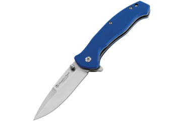 Image of Maserin Sport Linerlock Folding Knife, 3 satin finish 440 stainless drop point blade, Blue G10 handle, 46005G10B