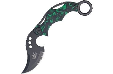 Image of Master Collection Dragon Karambit A/O Fold Knife, SS Assist Black Partially SE, Green Handle MCA010GN