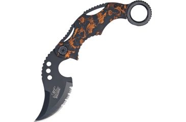Image of Master Collection Dragon Karambit A/O Fold Knife, SS Assist Black Partially SE, Orange Handle MCA010OR