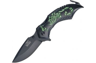 Image of Master Collection Scorpion Rescue A/O Fold Knife, SS Assist Black Drop Point Blade, Green Handle MCA009BG