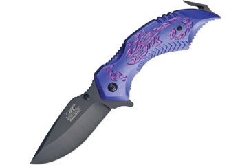 Image of Master Collection Scorpion Rescue A/O Fold Knife, SS Assist Black Drop Point Blade, Blue/Pink Handle MCA009BLP