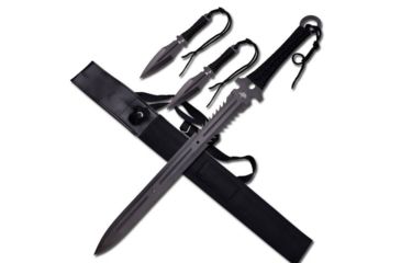 Image of Master Cutlery 28in Ninja Sword With 2 Throwers, Stainless Steel Black Blade, FM-655