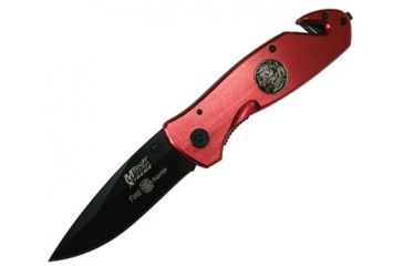 Image of Master Cutlery Fire Rescue, Red Aluminum Handle, Black Blade, Plain MX-8017F