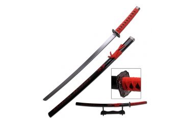 Image of Master Cutlery Fixed Blade, 40in, Carbon Steel Blade, Red Cord Wrapped Handle SW-80