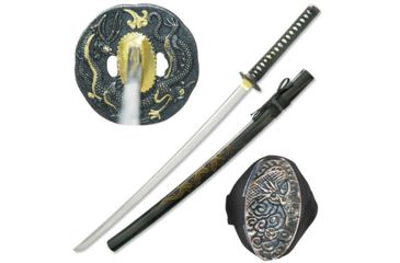 Image of Master Cutlery Fixed Blade, 41in, Carbon Steel Blade, Black Cord Wrapped With Imitation Ray Skin Handle SW-768BK