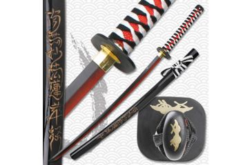 Image of Master Cutlery Fixed Blade, 41in, Carbon Steel Blade, White, Black And Red Handle JL-581B