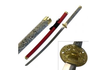 Image of Master Cutlery Fixed Blade, 41in, Stainless Steel Blade, Dragon Sculpted Nylon Fiber Handle SW-469RD