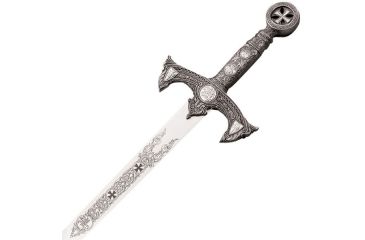 Image of Master Cutlery Fixed Blade, 47in, Stainless Steel Blade, Intricate Silver Metal Plate On Handle C-94S