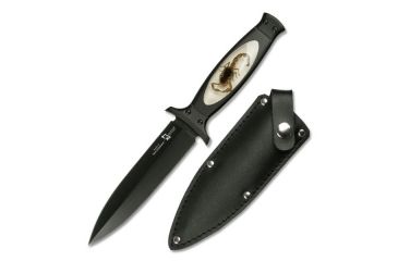 Image of Master Cutlery Fixed Blade, 9in, Stainless Steel Blade, Real Scorpion Inlay Handle TA-36