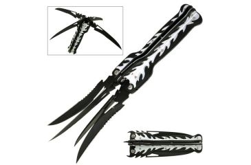 Image of Master Cutlery Folding Blade, 3.5in, Stainless Steel Blade, Black Aluminum Handle MC-1025