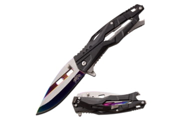 Image of Master USA Drop Point Spring Assisted Knife, 3.5 in, 3Cr13 Stainless Steel Stainless Steel, Rainbow Black, MU-A108RB