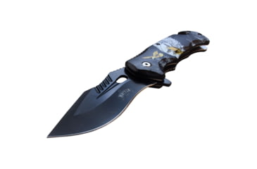 Image of Master USA Embossed Printing Spring Assisted Knife, 3.75 in, 3Cr13 Stainless Steel Stainless Steel, Drop Point, Black Eagle, MU-A116A