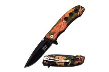 Image of Master USA Folding Blade, 3.5in, Stainless Steel Blade, Green Camo Coated Nylon Fiber Handle MU-A032GC