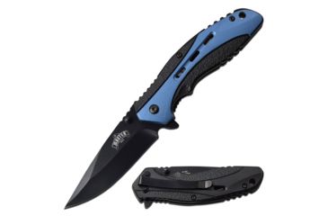 Image of Master USA Spring Assisted Folding Knive, 3.25in Blade, Injection Moded, 3CR13 Steel Blade Knive, Black/Blue, MU-A100BL