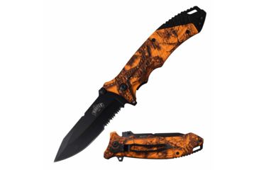 Image of Master USA MU-A052OR Spring Assisted Knife, 3.5in, 3CR13 Stainless Steel, Spear Point, Black Blade, Injection Molded Handle, Orange Camo, MU-A052OR