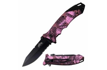 Image of Master USA MU-A052PC Spring Assisted Knife, 3.5in, 3CR13 Stainless Steel, Spear Point, Black Blade, Injection Molded Handle, Pink Camo, MU-A052PC