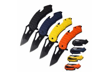 Image of Master USA MU-A058 Spring Assisted Knife Set, 3.1in, 3CR13 Stainless Steel, Modified Tanto, Black Blade, Injection Molded Handle, MU-A058