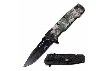 Image of Master USA MU-A070DG Spring Assisted Knife, 3.5in, 3CR13 Stainless Steel, Spear Point, Black Blade, Injection Molded/Stainless Steel Handle, Digital Camo, MU-A070DG