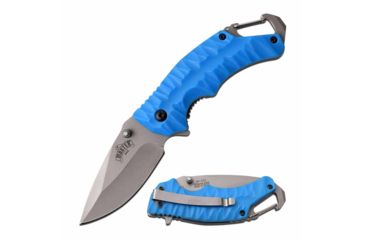 Image of Master USA MU-A084BL Spring Assisted Knife, 2.75in, 3CR13 Stainless Steel, Spear Point, Steel Blade, Injection Molded Handle, Blue, MU-A084BL
