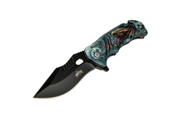 Image of Master USA Tanto Spring Assisted Knife, 3.75 in, 3Cr13 Stainless Steel Stainless Steel, Grey/Yellow Dragon, MU-A116O