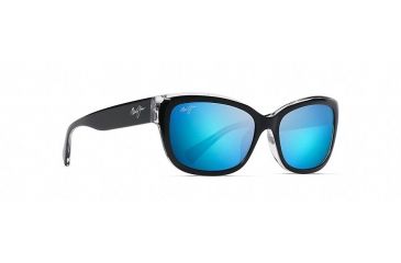 Image of Maui Jim Plumeria Polarized Cat Eye  Sunglasses,Black with Crystal,Blue Hawaii Lens B768-02K