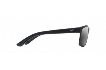 Image of Maui Jim Pokowai Arch Polarized Rectangular  Sunglasses,Black Matte,Neutral Grey Lens 439-2M