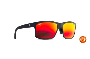 Image of Maui Jim Pokowai Arch Polarized Rectangular Sunglasses, Matte Black Frame, Hawaii Lava Lens, Matte Black RM439-35UTD