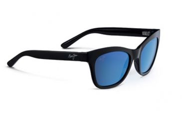 Image of Maui Jim Sweet Leilani Sunglasses, Gloss Black Frame, Blue Hawaii Lens, Polarized, B722-02