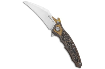 Image of Maxace Maxace Red Queen III Frame Lock Flipper Knife Carbon Fiber/Titanium 4" Satin, Bronze, Bohler M390, adult, BHQ-135857