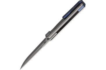 Image of Maxace Raccoon Dog Satin Folding Knife, 4.63in Closed, 3.5in CPM S90V SS Bead Blast/Satin Blade, Gray Satin Titanium Handle, Nylon Case, M08A