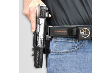 Image of Maxtor Tactical Alloy Competition OWB Holster w/ Align Tactical Thumb Rest, H&amp;K VP9L, Right, Carbon Fiber, ACHBK-VP9LREST-CF