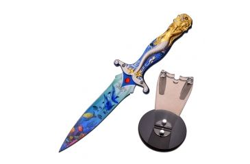 Image of MC Masters Collection Fixed Blade, 12in, Stainless Steel Blade, Mermaid Design Triple Anodized Aluminum Handle MC-037