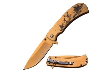 Image of MC Masters Collection Folding Blade, 3.5in, Stainless Steel Blade, Gold Titanium Coated Stainless Steel Handle MC-040GD