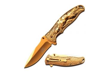 Image of MC Masters Collection Folding Blade, 3.5in, Stainless Steel Blade, Gold Titanium Coated Stainless Steel Handle MC-A019GD