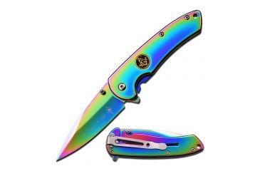 Image of MC Masters Collection Folding Blade, 3.5in, Stainless Steel Blade, Rainbow Titanium Coated Handle MC-A015RB