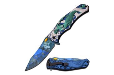 Image of MC Masters Collection Folding Blade, 3.75in, Stainless Steel Blade, 3 Color Anodized Aluminum Handle MC-A028GS