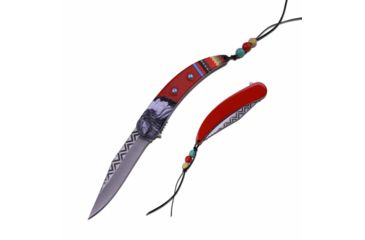 Image of MC Masters Collection MC-A046RD Spring Assisted Knife, 3.75in, 3CR13 Stainless Steel, Long Clip, Steel Blade, Stainless Steel Handle, Red, MC-A046RD