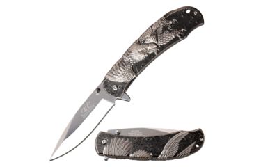 Image of MC Masters Collection Spring Assisted Folding Knive, 3.75in Blade, 3CR13 Steel Blade Knive, Black/Silver, MC-A055BK