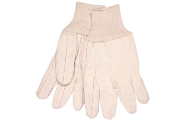 Image of MCR Safety 9018 Double Palm Work Gloves, 18oz Cotton Polyester Blend, Clute Pattern with Straight Thumb, Knit Wrist, Natural, Large, 9018