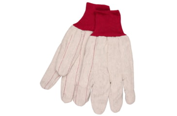 Image of MCR Safety 9018CRPC Double Palm Work Gloves, 18oz Cotton Polyester Blend, Clute Pattern with Straight Thumb, Knit Wrist, Natural, Large, 9018CRPC
