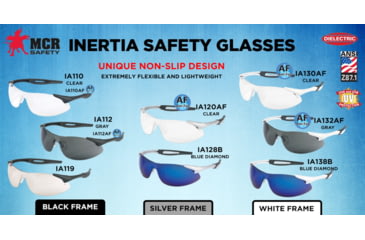 Image of MCR Safety A1 Series Safety Glasses, Anti-Fog Lens, Extremely Flexible Temples, Non-Slip Temples and Soft TPR Nose Piece, Clear Lens/Silver Frame, One Size, IA120AF