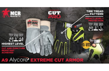 Image of MCR Safety Big Jake with Alycore Cut and Puncture Resistant Leather Palm Work Gloves, Premium A+ Side Leather, Gray, Large, 1717AL