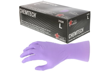 Image of MCR Safety ChemTech Tri-Polymer Blended Disposable Gloves, Powder Free Industrial Food Service Grade, Nitrile Neoprene and Latex Polymers, 12in Length, 6 mil Thickness, Lilac, Small, 7036S