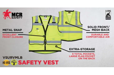 Image of MCR Safety Class 2 Lime Premium Surveyor Safety Ves - VSURVMLBL