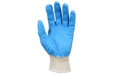 Image of MCR Safety Cotton Polyester Work Gloves, 10 Gauge Natural Cotton Polyester Shell, Latex Coated Palm and Fingertips, Blue/White, Large, 9682L