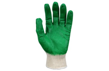 Image of MCR Safety Cotton Polyester Work Gloves, 10 Gauge Natural Cotton Polyester Shell, Latex Coated Palm and Fingertips, Green/Natural, Small, 9681S