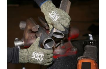 Image of MCR Safety Cut Pro 13 Gauge Kevlar/Steel Shell Cut Resistant Work Gloves, Latex Coated Palm and Fingertips, Black/Green, X - Large, 9389XL