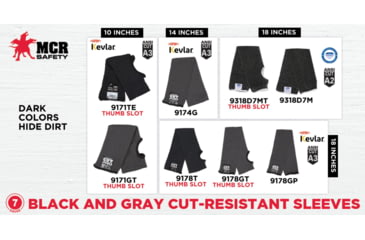 Image of MCR Safety Cut Pro Double Ply DuPont Kevlar Black Sleeves w/Thumb Slot - Mens, 10 x 2 1/4in, 9171TE