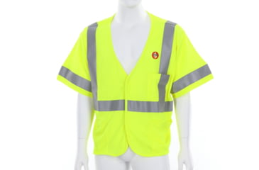 Image of MCR Safety Flame Resistant Safety Vest, Class 3, Mesh Modacrylic/Aramid Blend, 2in Silver Stripes, Fluorescent Lime, S, FRMCL3MLS